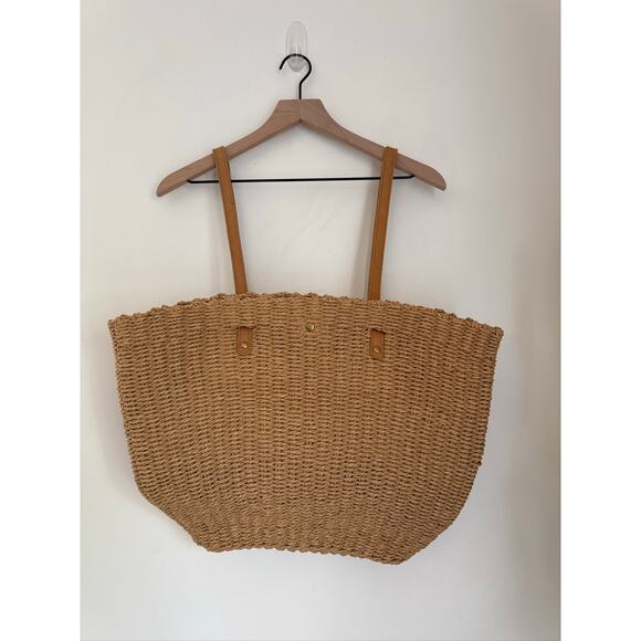 Boho Woven Pater Tote Bag Backpack with Leather Straps -One Size - Picture 1 of 7